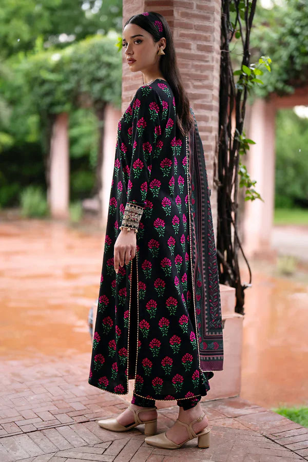 Midnight Bloom Embroidered Kurta Set with Matching Tote Bag