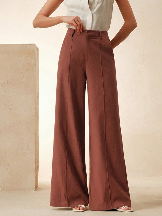 High-Waist Rosewood Wide-Leg Trousers