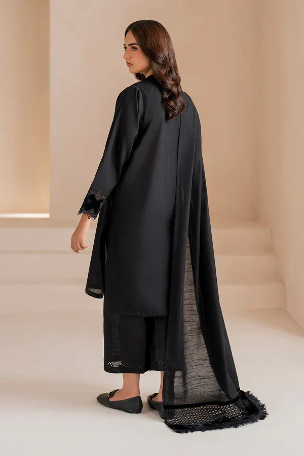 Noir Grace Black Cotton Kurta Set with Lace Detailing