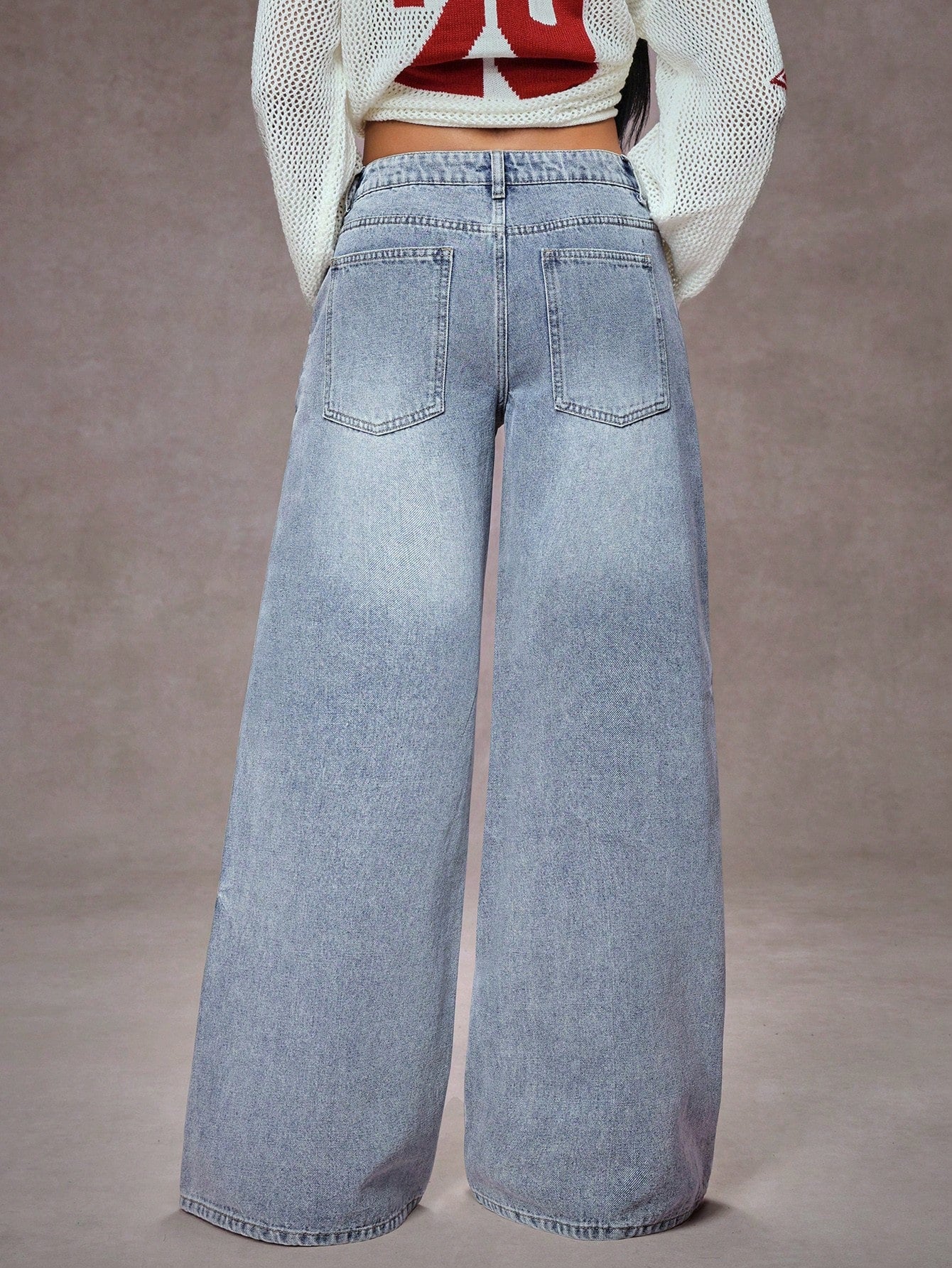 High-Waist Retro Zip Detail Extra Wide-Leg Jeans for Women