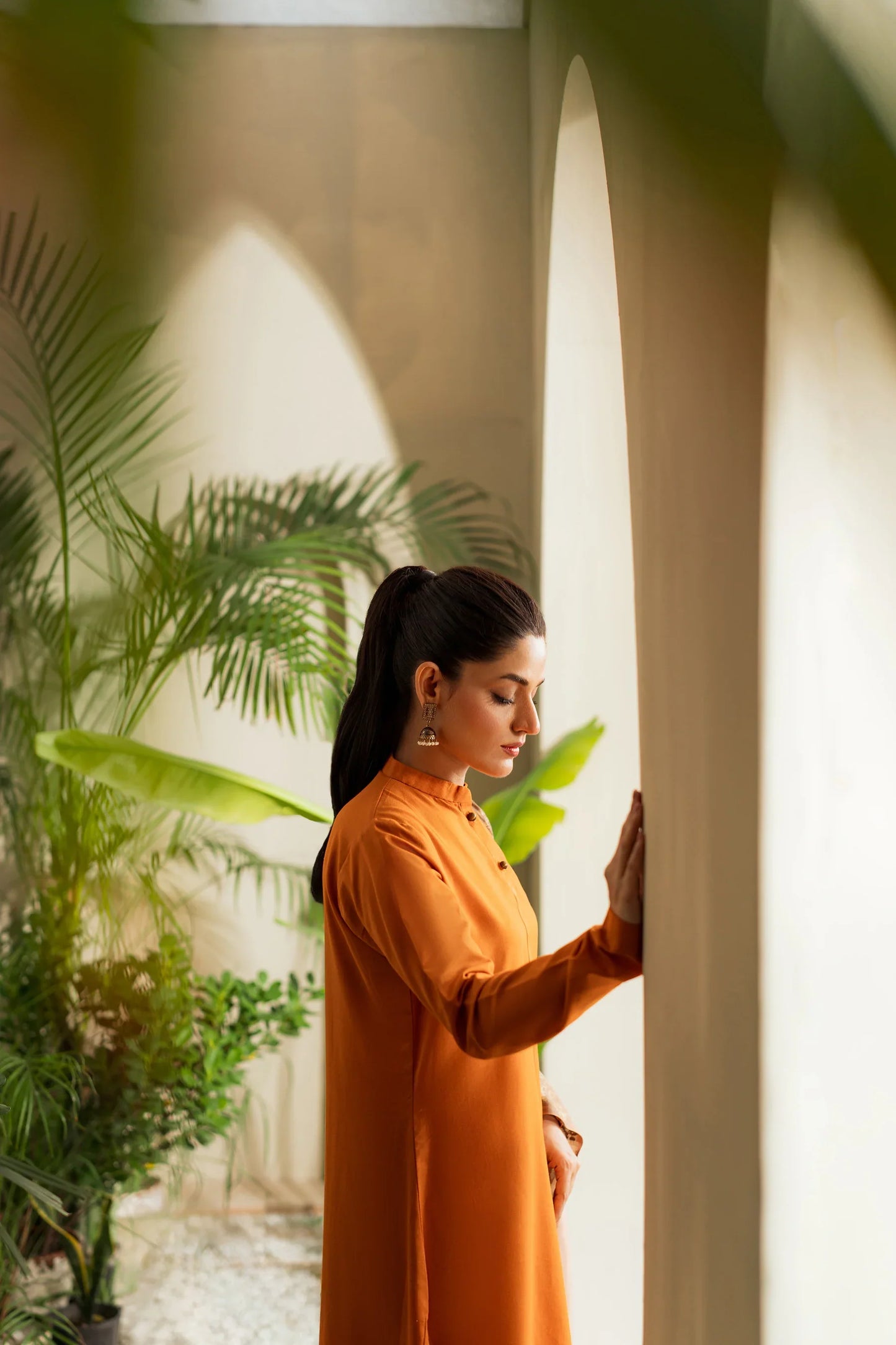 Saffron Glow Winter Kurta Set with Dual-Tone Embroidered Shawl