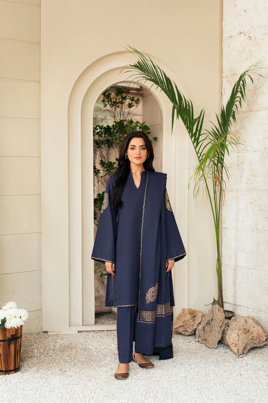 Midnight Charm Embroidered Kurta Set with Dupatta