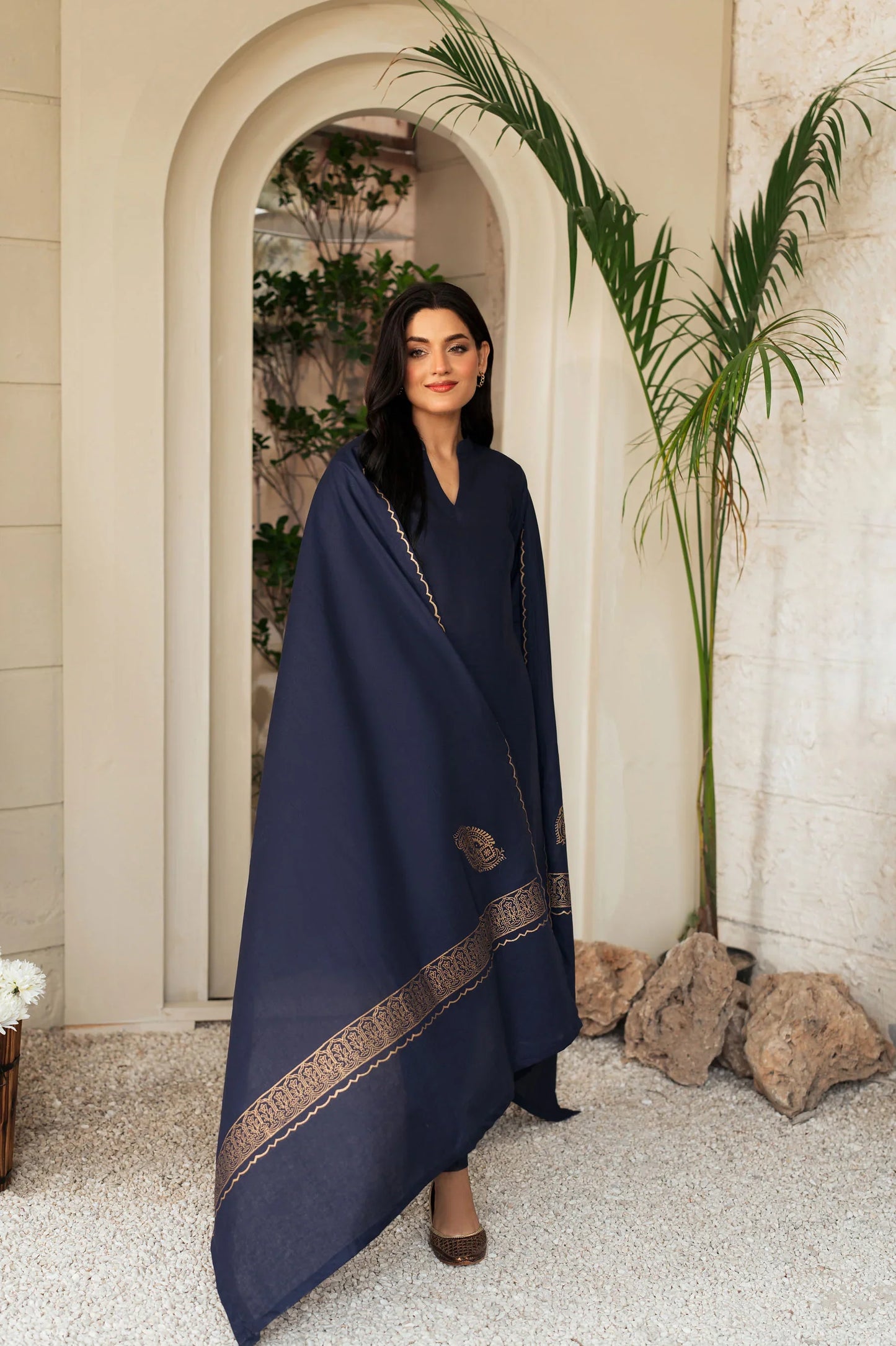 Midnight Charm Embroidered Kurta Set with Dupatta