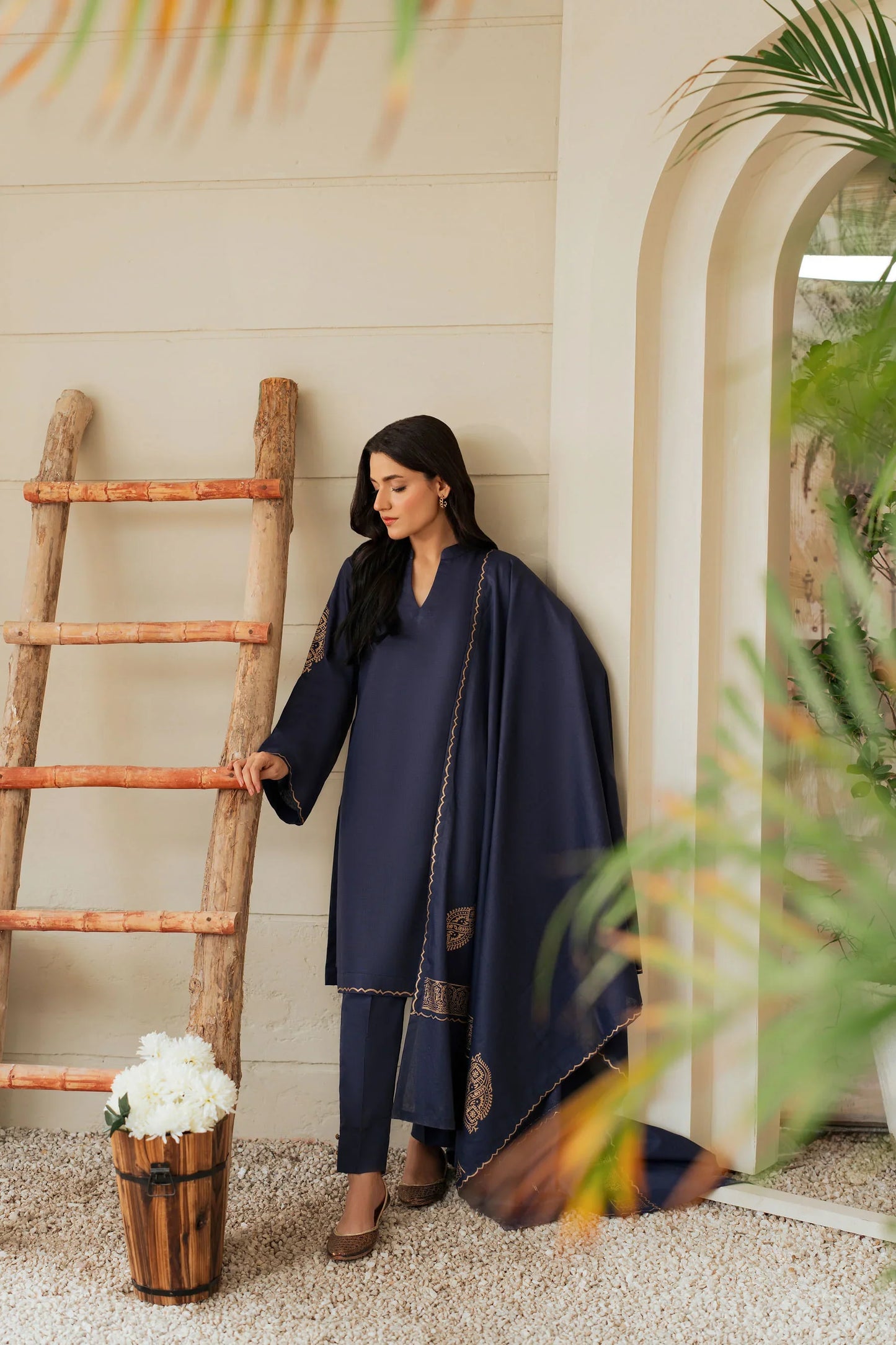 Midnight Charm Embroidered Kurta Set with Dupatta