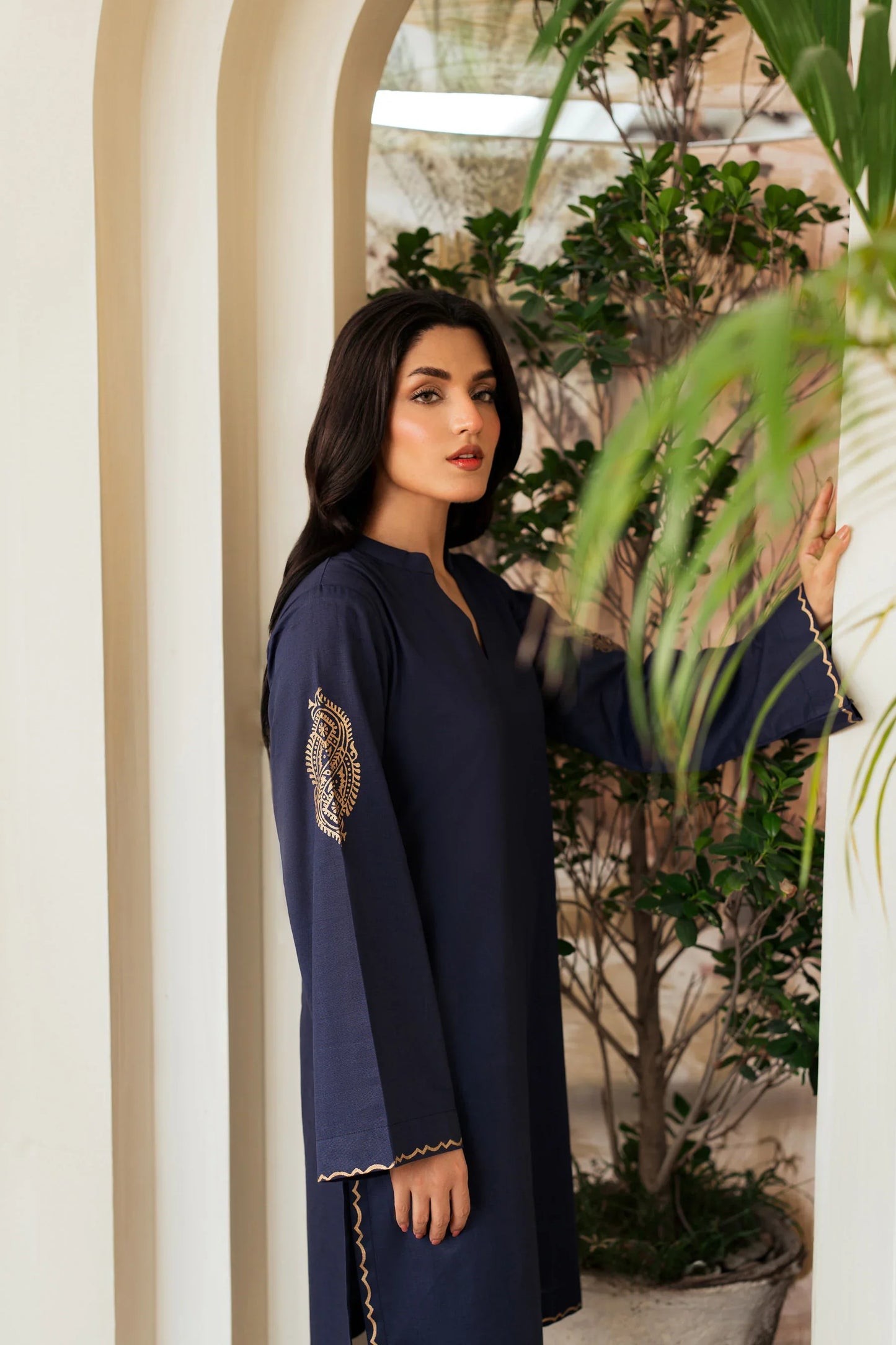 Midnight Charm Embroidered Kurta Set with Dupatta