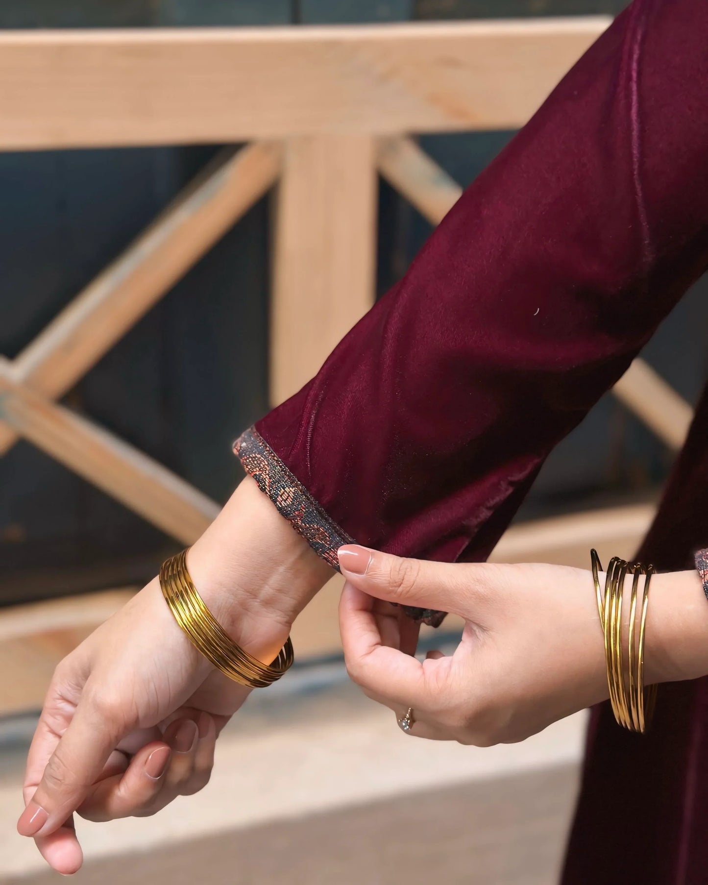 Velvet Reverie Maroon Suit Set with Kashmiri Shawl